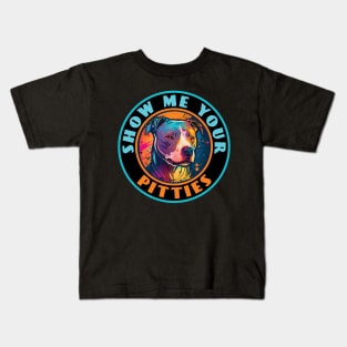 Retro Sunset Pit Bull Kids T-Shirt